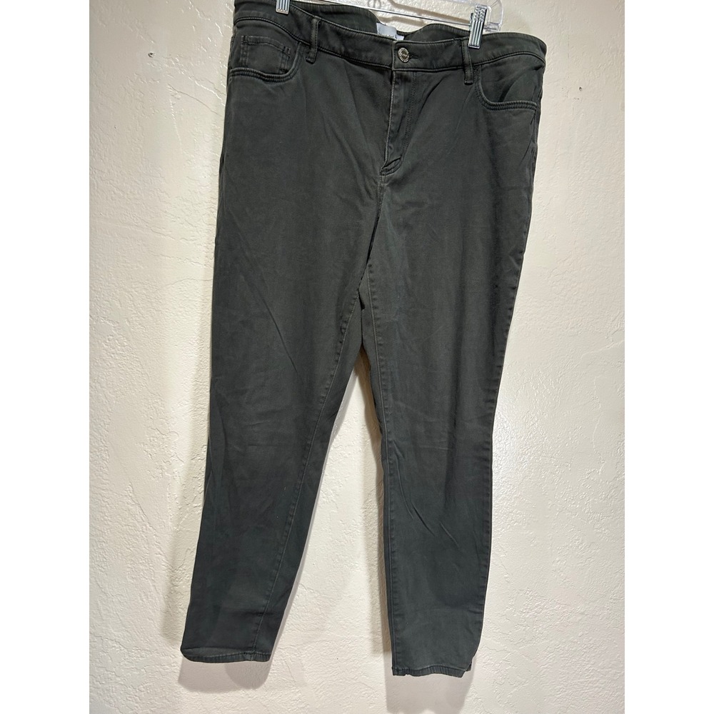LOFT‎ Womens Skinny Pants Olive Green Stretch Cotton Rayon Size 14 32 Casual